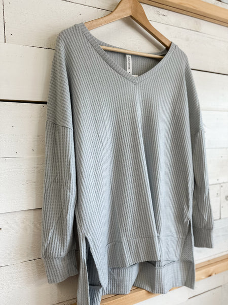 Brushed Thermal Waffle V-Neck