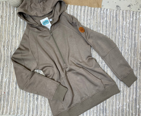 Michelle Mae Scuba HalfZip Hoodie in Mocha