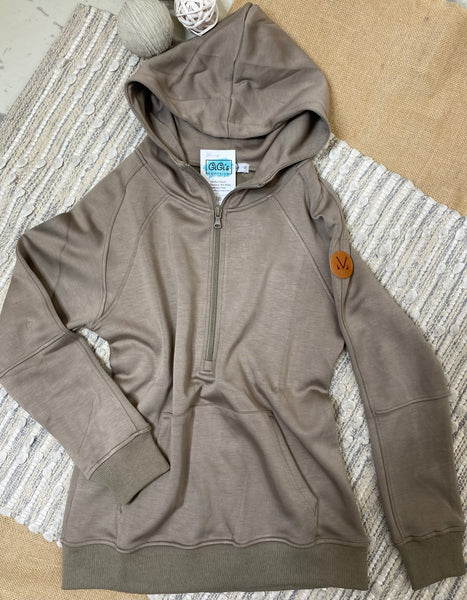 Michelle Mae Scuba HalfZip Hoodie in Mocha