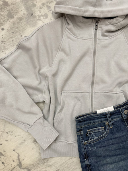 New Bestie Full Zip-Up Ash Grey