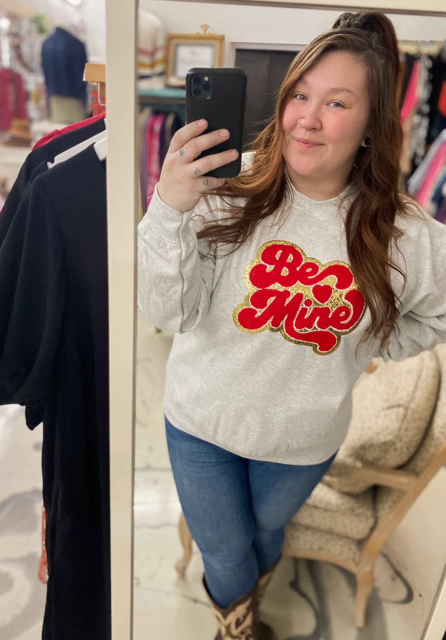 Be Mine Crewneck in Red