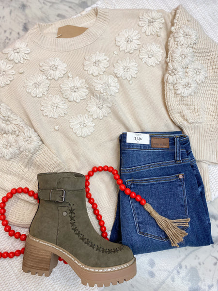 Embroidered Flower Daze Sweater