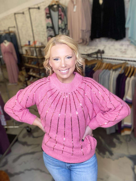 Michelle Mae Sparkle Stripes Sweater