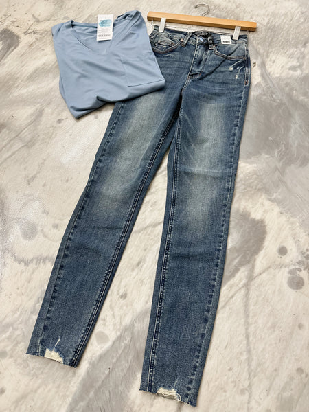 Judy Blue HW Tummy Control Vintage Wash Hem Destroy Skinny