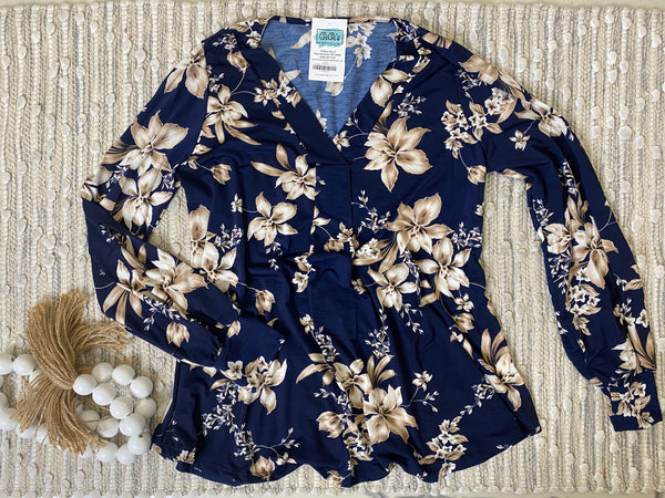 Floral Navy Workload Top