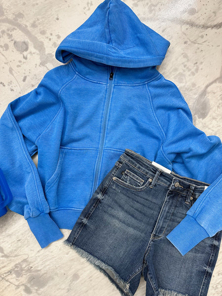 New Bestie Full Zip-Up Ash Blue