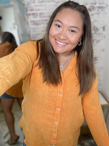 Button Down Acid Wash in Orange