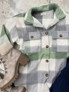 Green/Gray Plaid Shacket Black Out Friday