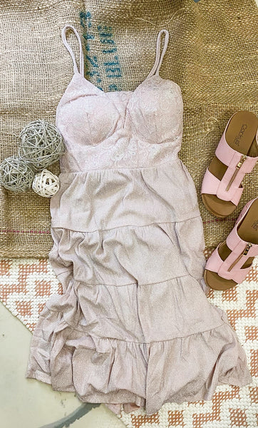 Rose Gold Lace Bra Cami Dress