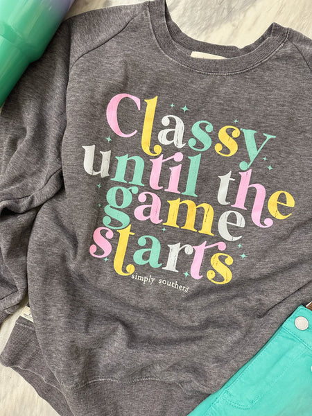 Classy til the Game Starts Crewneck