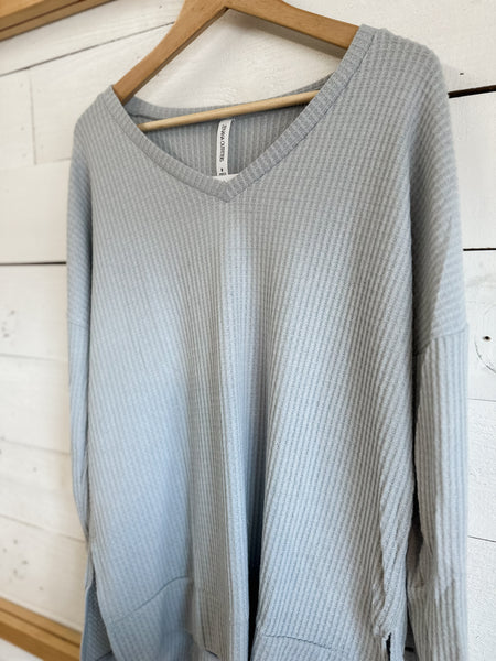 Brushed Thermal Waffle V-Neck