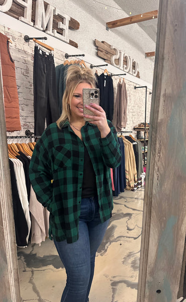 Plaid It Oversized Shirt in Green Black Out Friday