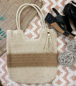 Brown One Stripe Tote