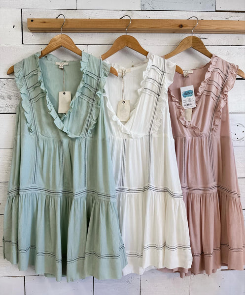 Gauze Delight Dress In Sage