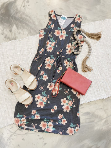 Charcoal Floral Dress