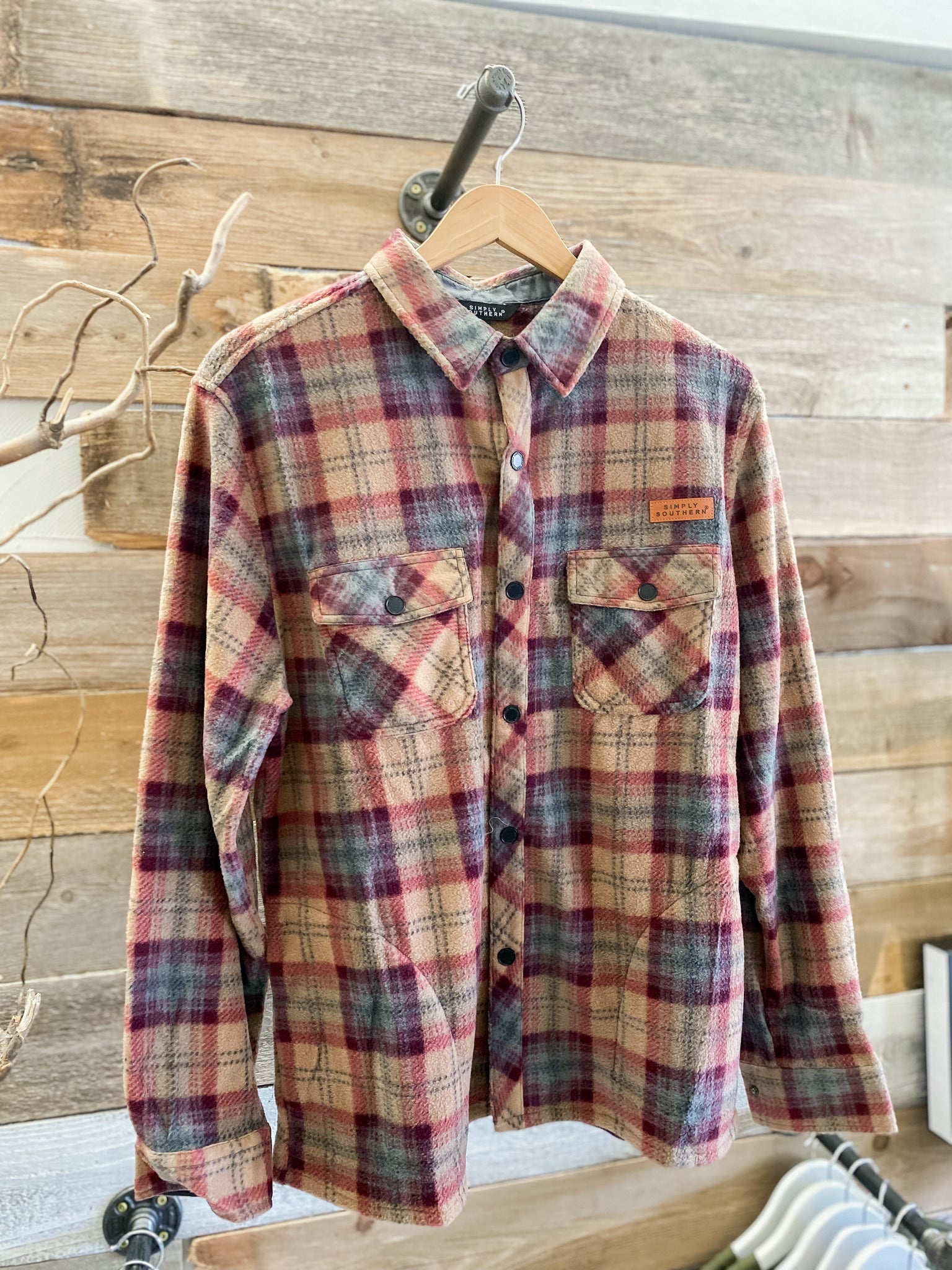 SS Mens Shacket Plaid Brown