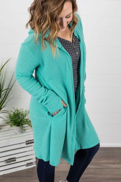 Hooded Waffle Cardigan